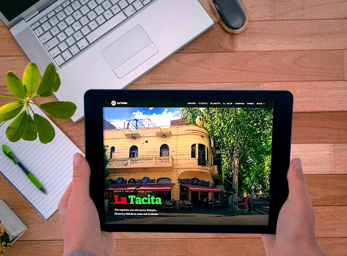 La web de La Tacita en una tablet